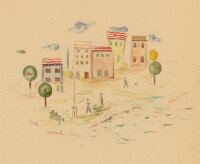 Witt Pfeiffer - Illustration einer Stadt - Aquarell - o.J.