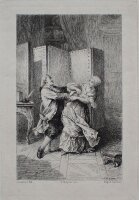 Paul Adolphe Rajon - Liebespaar - o.J. - Radierung