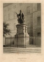 E. Wagner - Francke Statue in Halle - Stahlstich - o.J.