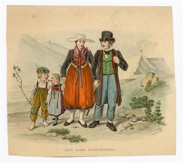 unbekannt - Trachtenansicht - Aus dem Prechthal - kolorierter Radierung - o.J.