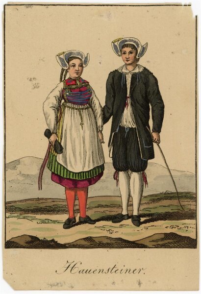 unbekannt - Trachtenansicht - Hauenstein - kolorierter Radierung - o.J.