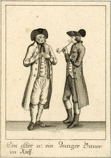 unbekannt - Ein alter u. ein junger Bauer im Riek - Kupferstich - o.J.