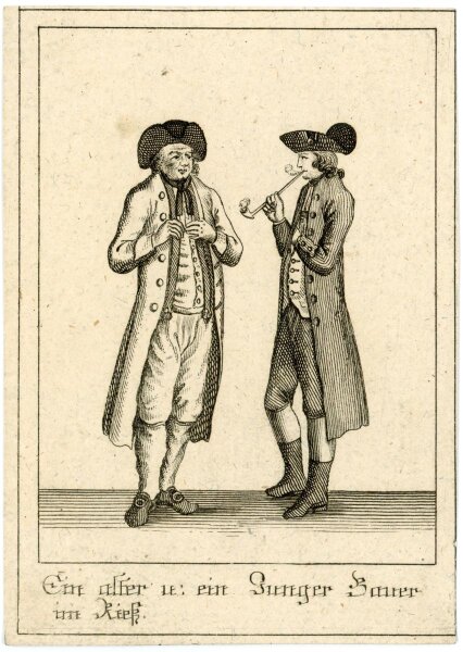 unbekannt - Ein alter u. ein junger Bauer im Riek - Kupferstich - o.J.