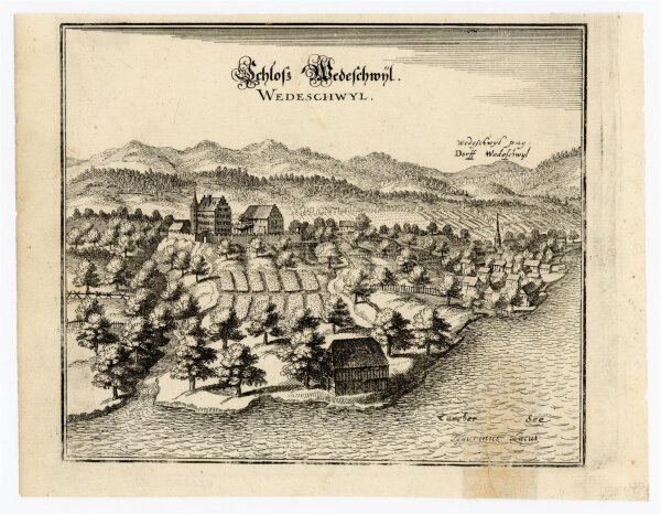 Matthäus Merian - Ansicht Schloss Wedeschwyl - Kupferstich - ca. 1650