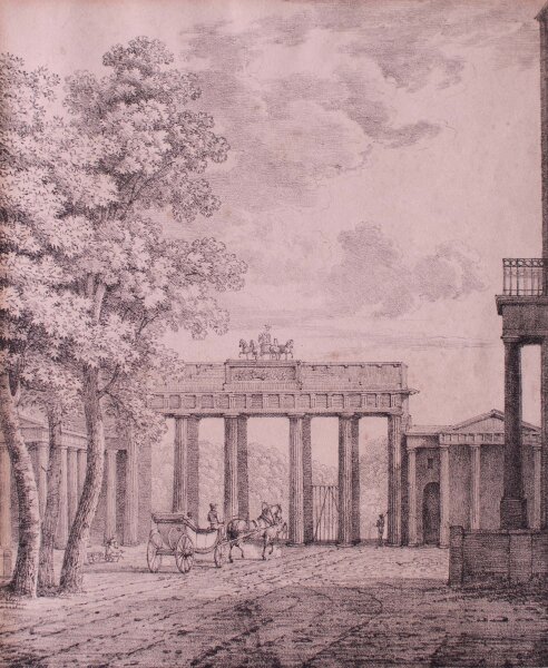 unbekannt - Ansicht des Brandenburger Tores - Lithographie - um 1820
