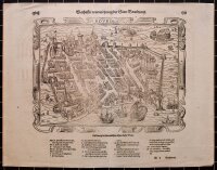 Sebastian Münster - Stadtansicht (Vogelschau) der mittelalterlichen Stadt Bordeaux