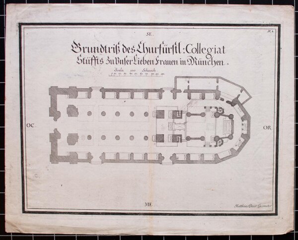 Matthias Paur - Grundriss der Münchner Frauenkirche - Kupferstich - 1701