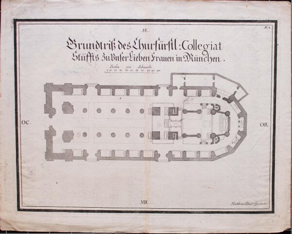 Matthias Paur - Grundriss der Münchner Frauenkirche - Kupferstich - 1701