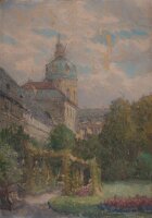 Monogrammiert WvA - Schloss mit Park - o.J. - Öl auf...