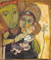 Unbekannt - Joseph, Marie und Kind - Tuschezeichnung - o.J.