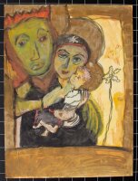 Unbekannt - Joseph, Marie und Kind - Tuschezeichnung - o.J.