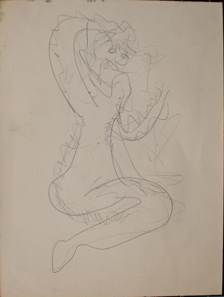 Unbekannt - Frauenfigur - Bleistiftzeichnung - o.J.