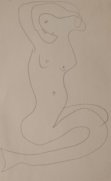 Unbekannt - Frauenfigur - Bleistiftzeichnung - o.J.