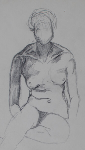Unbekannt - Sitzender Frauenakt, Studie - o.J. - Bleistift