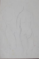 Unbekannt - Sitzender Frauenakt, Studie - o.J. - Bleistift