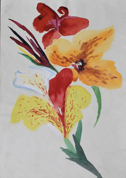 Unbekannt - Blumenstillleben, Blumenstrauß - o.J. - Aquarell