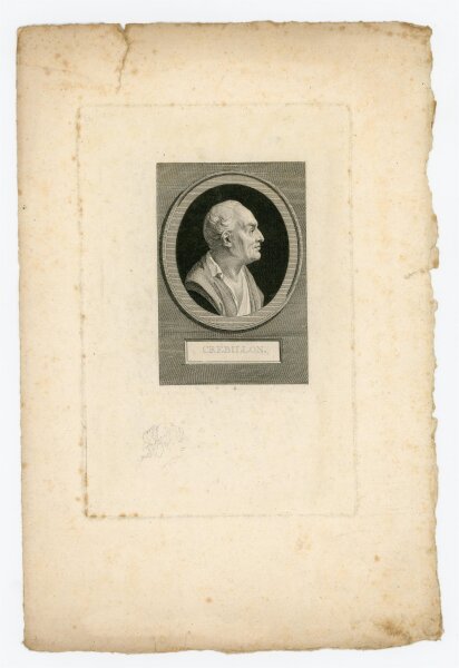 Augustin de Saint-Aubin - Bildnis des Claude-Prosper Jolyot de Crébillon - Kupferstich - o.J.