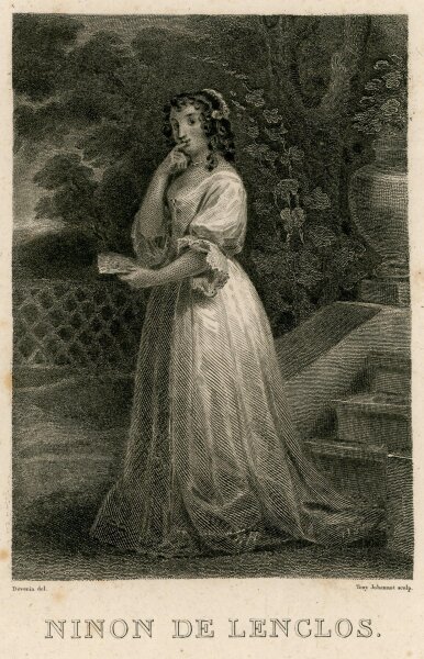 Tony Johannot - Bildnis der Anne „Ninon“ de Lenclos - Kupferstich - o.J.