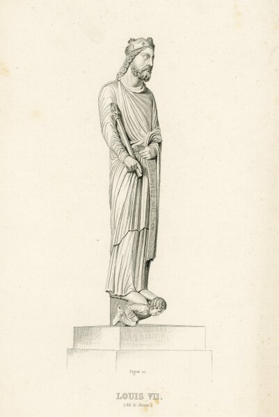 François Pigeot - Bildnis des Louis VII. - Stahlstich - o.J.