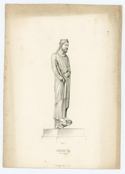 François Pigeot - Bildnis des Louis VII. - Stahlstich - o.J.