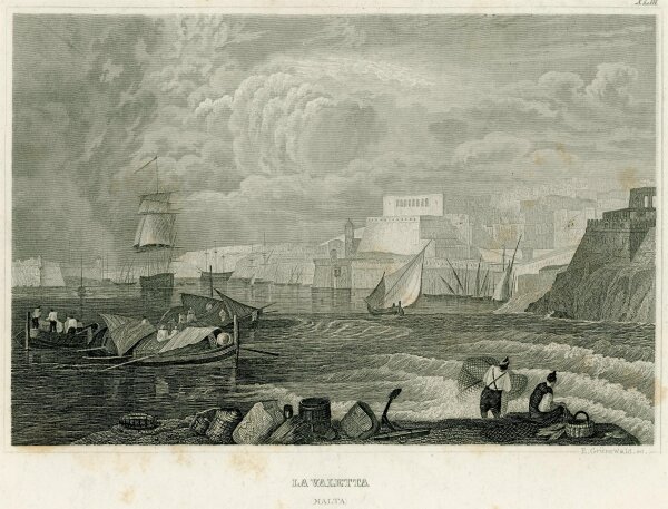 Ernst Friedrich Grünewald - La Valetta - Stahlstich - o.J.