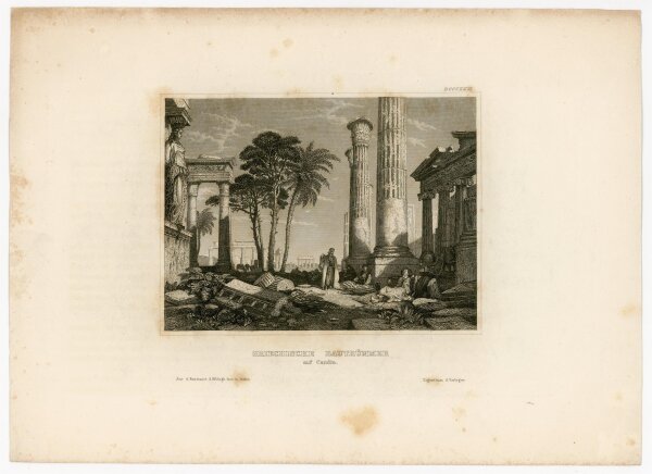 unbekannt - Griechische Bautrümmer auf Candia - Stahlstich - o.J.