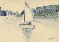 unbekannt - Segelboote - Buntstiftzeichnung - o.J.