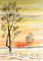 unbekannt - Pferdekoppel in Lübars - Aquarell - 1986