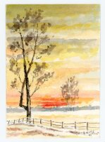 unbekannt - Pferdekoppel in Lübars - Aquarell - 1986