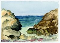 unbekannt - Bucht von Camp de Mar - Aquarell - 1985