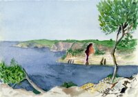 unbekannt - Steilküste von Cala Galdana - Aquarell -...