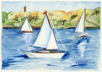 unbekannt - Segelboote - Aquarell mit Buntstift - o.J.