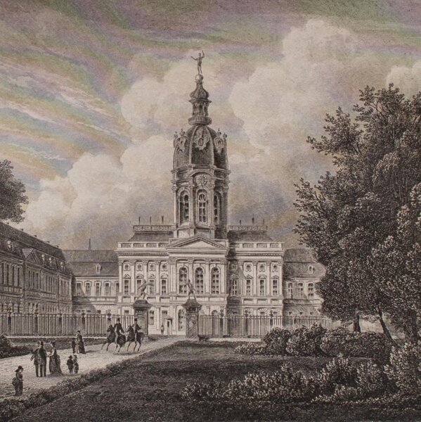 Johann Poppel - Das Königl. Schloss in Carlottenburg - Stahlstich - o.J.