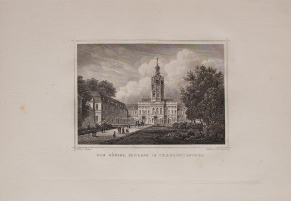 Johann Poppel - Das Königl. Schloss in Carlottenburg - Stahlstich - o.J.