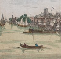 Bathasar Friedrich Leizelt - Stadtansicht Dordrecht - kolorierter Kupferstich - o.J.