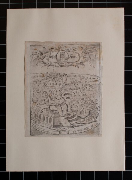 Unbekannt - Stadtansicht Hainichen mit Allegorie der Astrologie - Kupferstich - o.J.