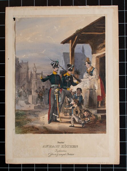 Dietrich Monten Uniformen Soldaten Infanterie kolorierte Litografie um 1840