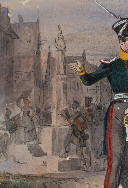 Dietrich Monten Uniformen Soldaten Infanterie kolorierte Litografie um 1840