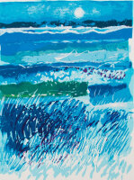 Unbekannt - Meerlandschaft mit Mond - Siebdruck - o.J.