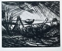 Signiert Alich - Seelandschaft mit Blume - 1989 - Radierung