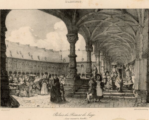 Benard et Frey - Palast des Primas von Lüttich - Lithografie - o.J.