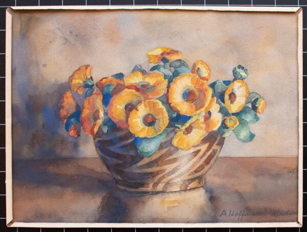 A. Hoffmann-Madsen - Schale mit gelben Blumen - Aquarell - o.J.