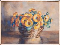 A. Hoffmann-Madsen - Schale mit gelben Blumen - Aquarell - o.J.