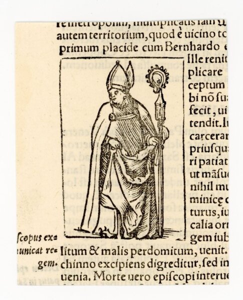 Unbekannt - Bischof mit Hirtenstab - aus: Sebastian Münster Cosmographia - Holzschnitt - o.J.