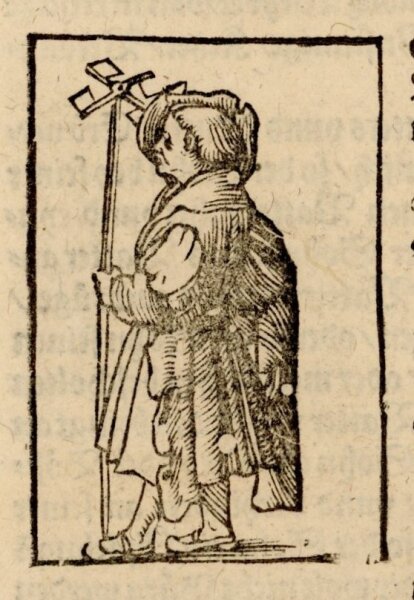 Unbekannt - Mann mit Meßinstrument - aus: Sebastian Münster Cosmographia - Holzschnitt - o.J.