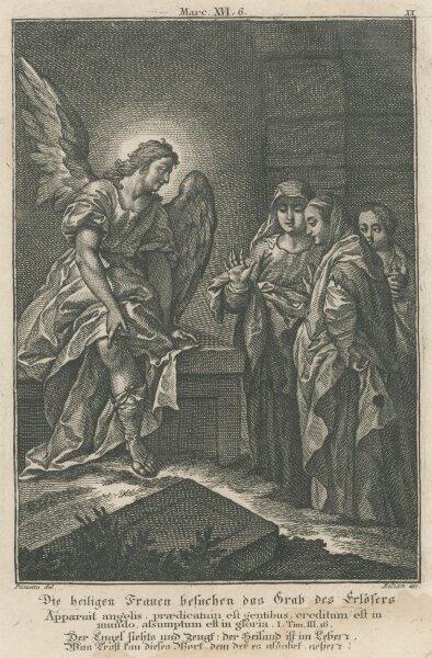 Philipp Andreas Kilian - Die heiligen Frauen besuchen das Grab des Erlösers - 1758 - Kupferstich