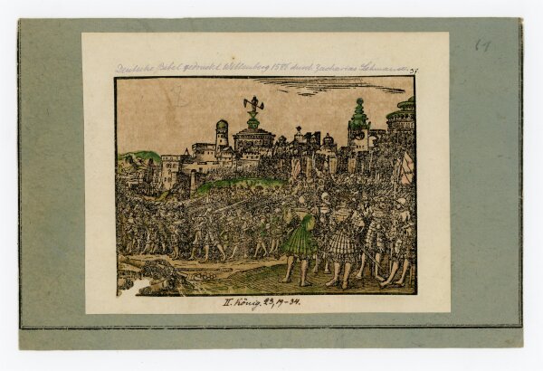 unbekannt - II. König 23, 19-34. - 1586 - kolorierter Holzstich