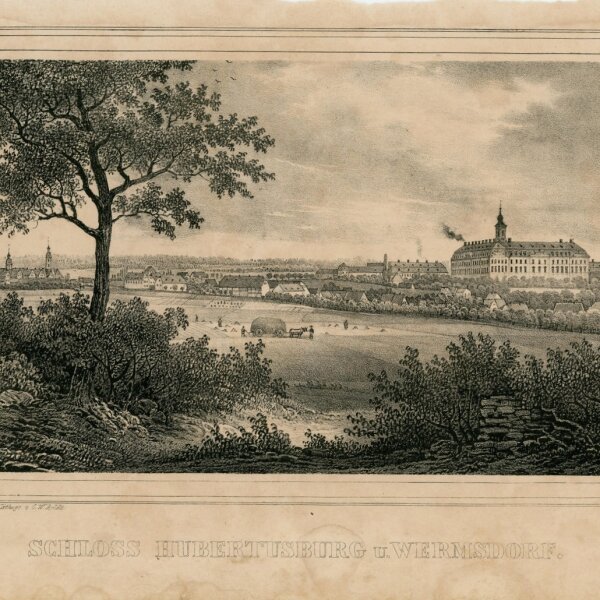 Carl Wilhelm Arldt - Ansicht Schloss Hubertusburg u. Wermsdorf - o.J. - Stahlstich