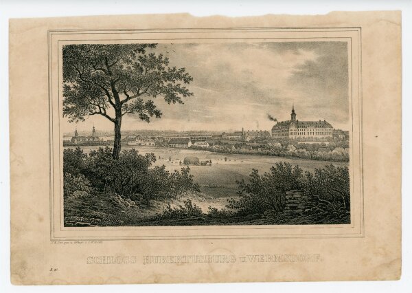 Carl Wilhelm Arldt - Ansicht Schloss Hubertusburg u. Wermsdorf - o.J. - Stahlstich