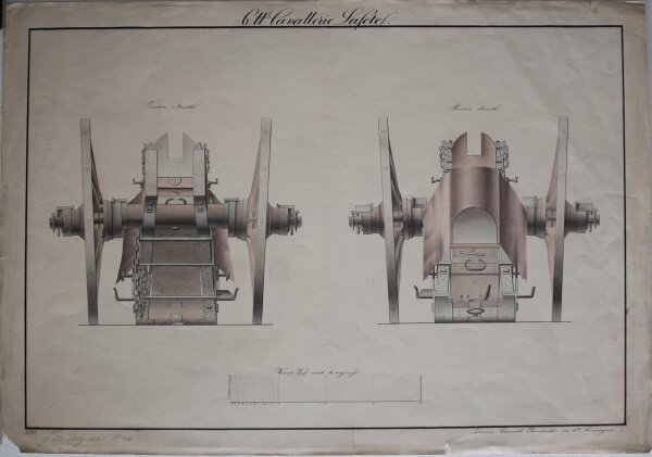 Johann von Ganahl - 6tt Cavalerie Lafetel - 1841 - kolorierte Zeichnung